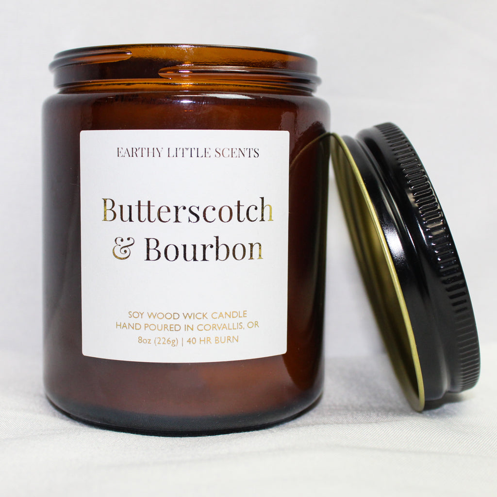 Bourbon Butterscotch Wood Wick Candle, 9 oz Bourbon Butterscotch Crackling  Wood Wick Candle, Bourbon Butterscotch Wood Wick Candle Gifts